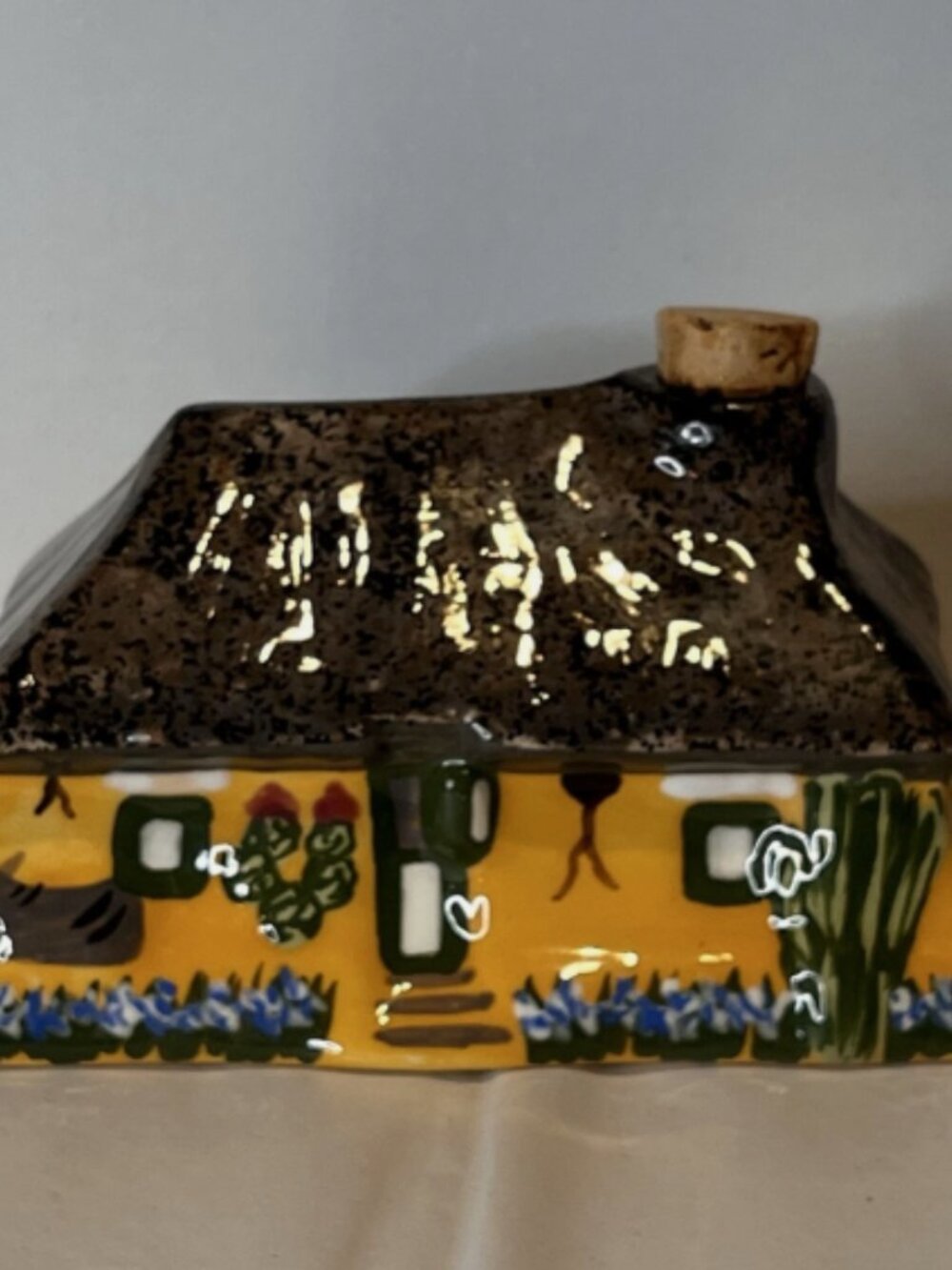 Empty Dutch Antilles Decanter. Cork. Small. Hand Painted. WR